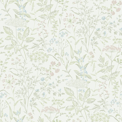 Colored in pretty pastel shades of green, blue and pink, our Emil wallpaper is brimming with vintage elegance and contemporary charm.