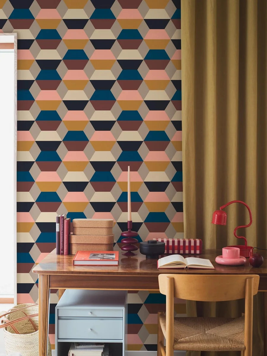 Elevate your space with our bold and beautiful Prisma wallpaper. 