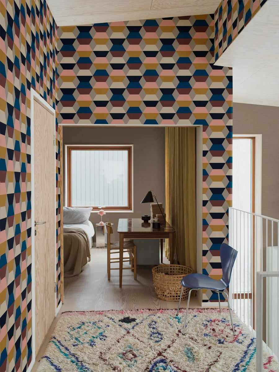 Elevate your space with our bold and beautiful Prisma wallpaper. 