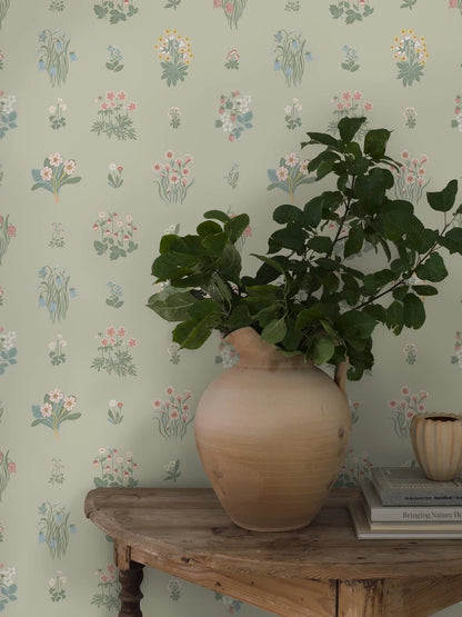 This elegant wallpaper, designed by Noomi Spange, serves as a beautiful backdrop for bedrooms, dining rooms, kitchens.