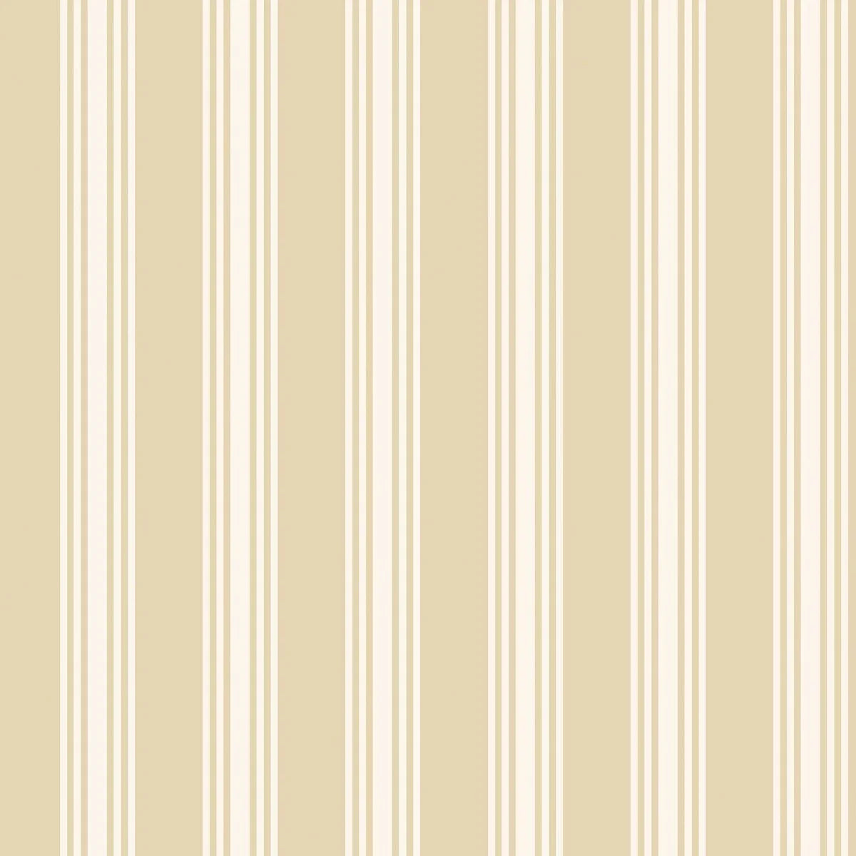 This Gunnebo wallpaper showcases cream-colored stripes set against a soft yellow background and evokes the charm of Gustavian interiors.