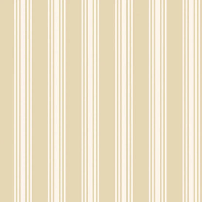 This Gunnebo wallpaper showcases cream-colored stripes set against a soft yellow background and evokes the charm of Gustavian interiors.