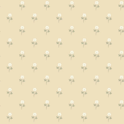 This lovely Anemone wallpaper has white flowers with warm white centers and green foliage on a soft sorbet yellow background.