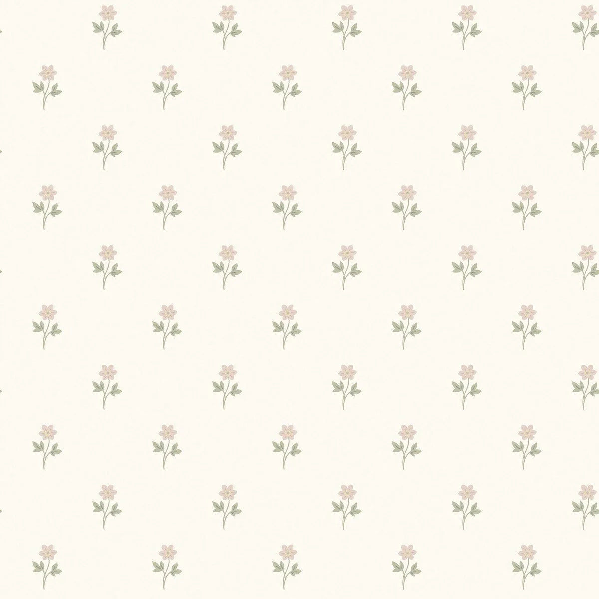  With its dainty pattern of anemone flowers colored in pink with olive green leaves, set against a cream background, this Anemone wallpaper is inspired by classic French textile designs. 