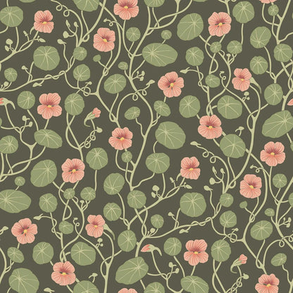  Krasse wallpaper is filled with cheerful Rock Cress flowers in bright yellow tones, with fresh green leaves and winding stems on a white background. 