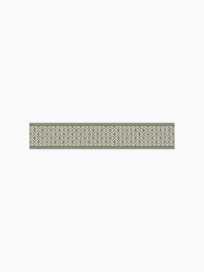 Enhance your home with our Kalles Bård wallpaper border in muted green and beige hues.