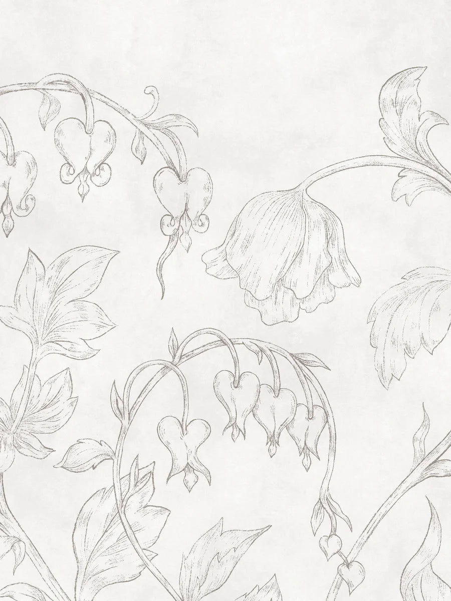 The light mural wallpaper Burning Heart is like a beautiful wall painting, just started as a sketch on a plastered wall