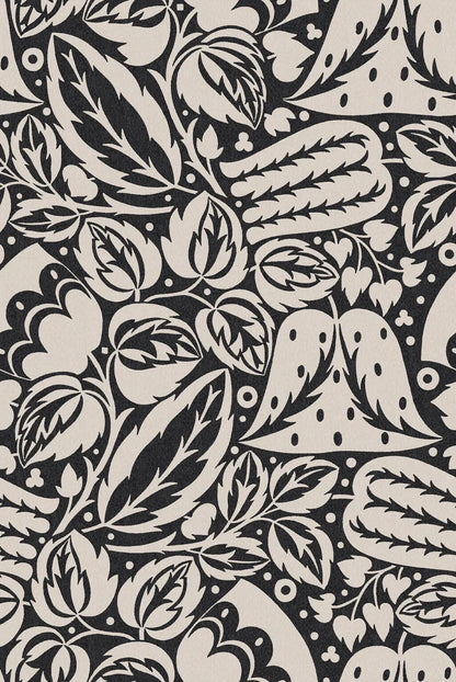 Josef Hoffmann’s Leipzig wallpaper features bold, bell-shaped flowers and leaves in a modernist expression.