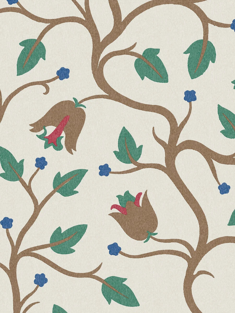 This wonderful Mekka wallpaper, designed by Arthur Berger in c.1914, features stylized winding plants that climb across the wall.