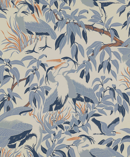  A rhythmic play with formations encouraging the eye to look for the hidden birds in the pattern of this wallpaper. 