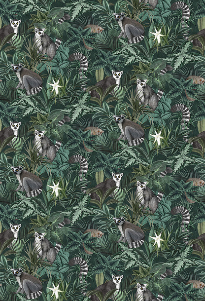 Colored in a luscious dark green color scheme, our Madagascar wallpaper adds a soothing feel to rooms.