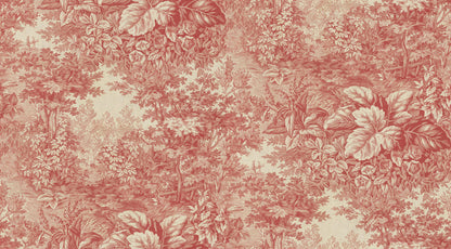 Based on a textile print from 19th century France featuring lush forest clearings that lay the wallpaper like an embracing blanket over the walls. 