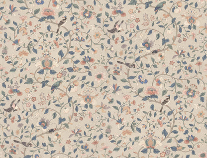 Hedda wallpaper has an exquisitely detailed older hand-painted original, which, with its multifaceted colors, can match many different interiors.